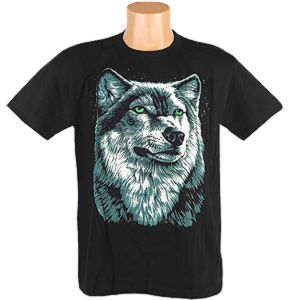 Pánske tričko čierne vlk, krátky rukáv