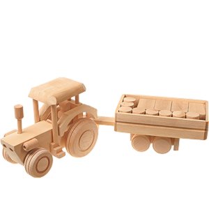 Drevený traktor s prívesom hračka