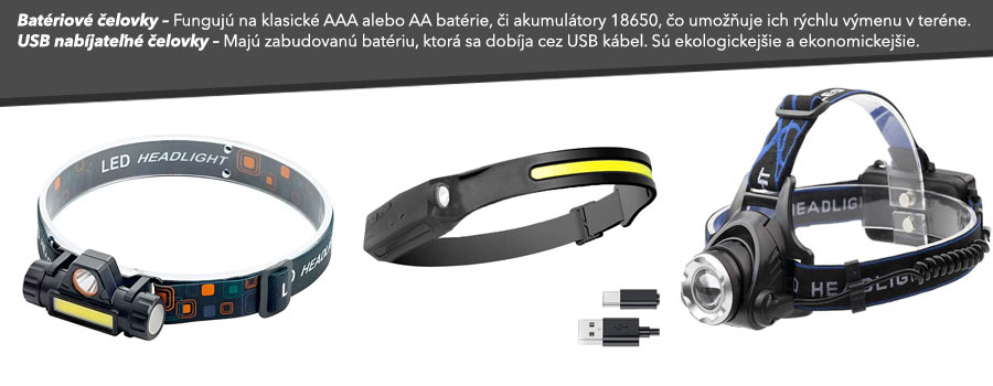 čelovky do terénu, na baterky alebo nabíjateľné