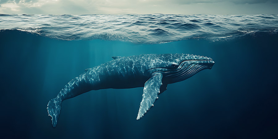 Velryba pod hladinou oceánu