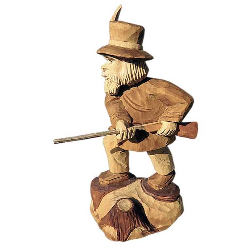 Poľovník drevená socha – ručná práca