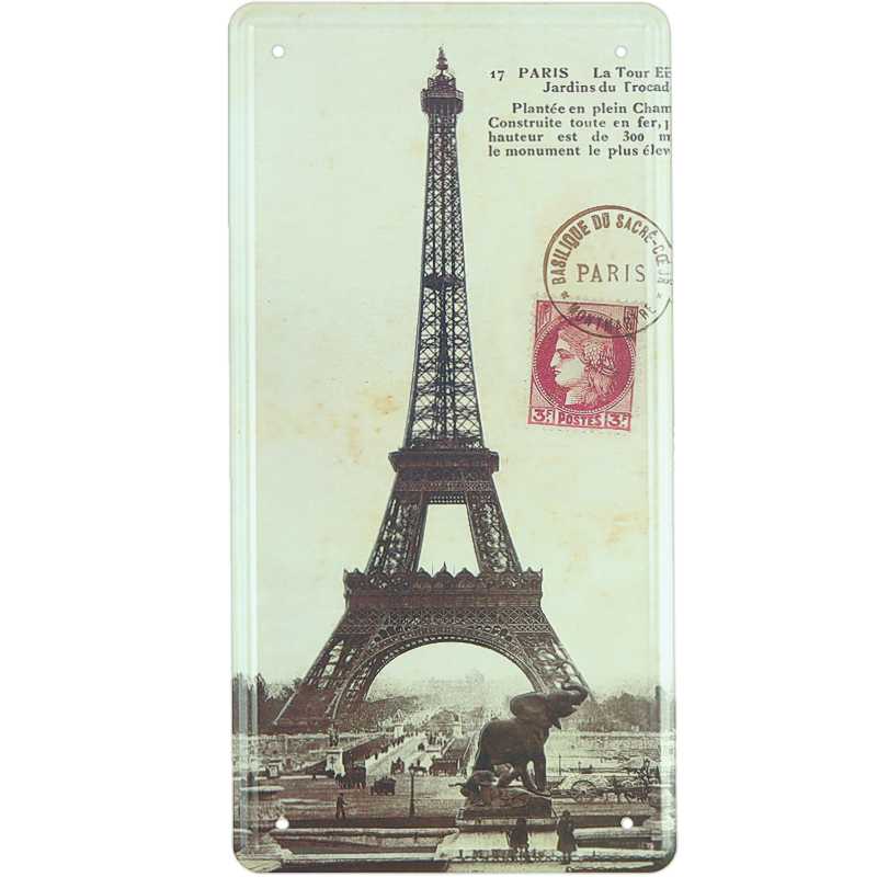 Retro tabula Paris Eiffelova veža 16x31cm