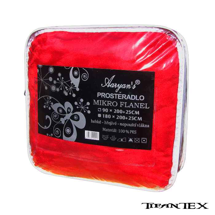 Prestieradlo Aaryan´s 90x200+25 cm mikroflanel červená