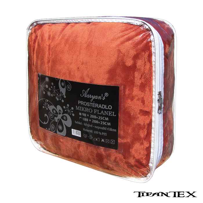Prestieradlo Aaryan´s 90x200+25 cm mikroflanel bledohnedá