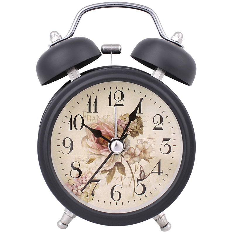 Retro budík Vintage čierny 12cm