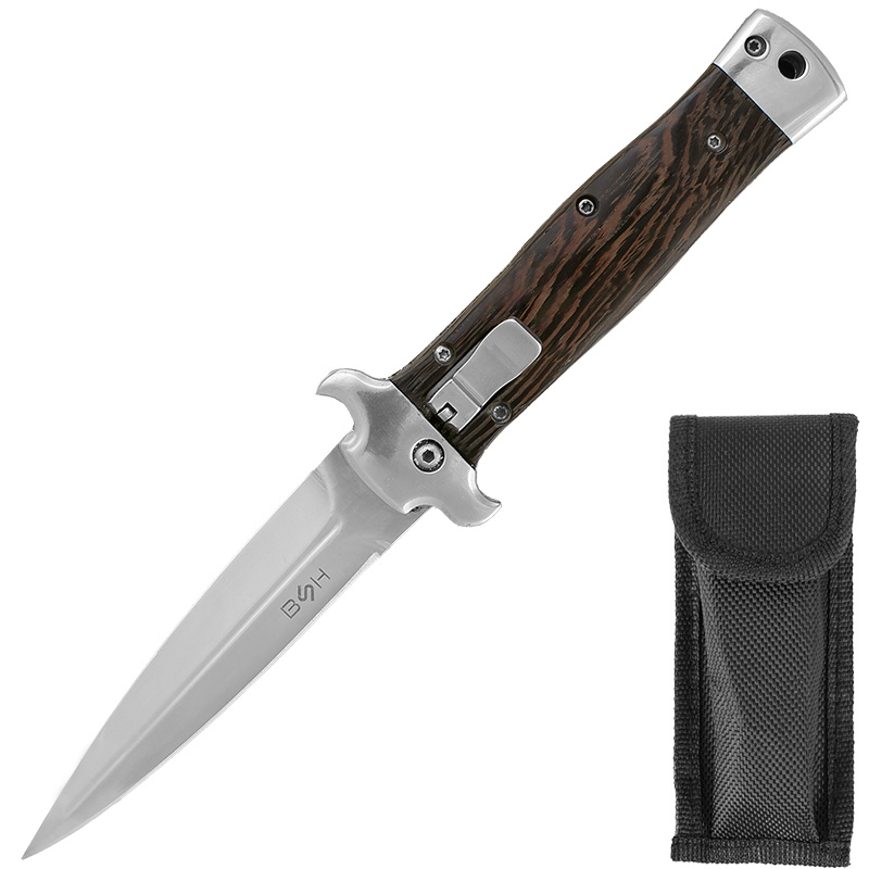 Vyskakovací nôž vreckový EDC wood