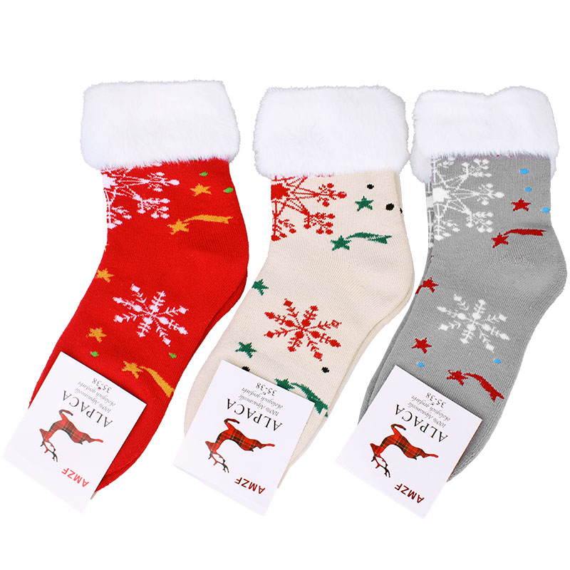 Dámske vlnené ponožky Alpaka s kožušinou 3páry A1