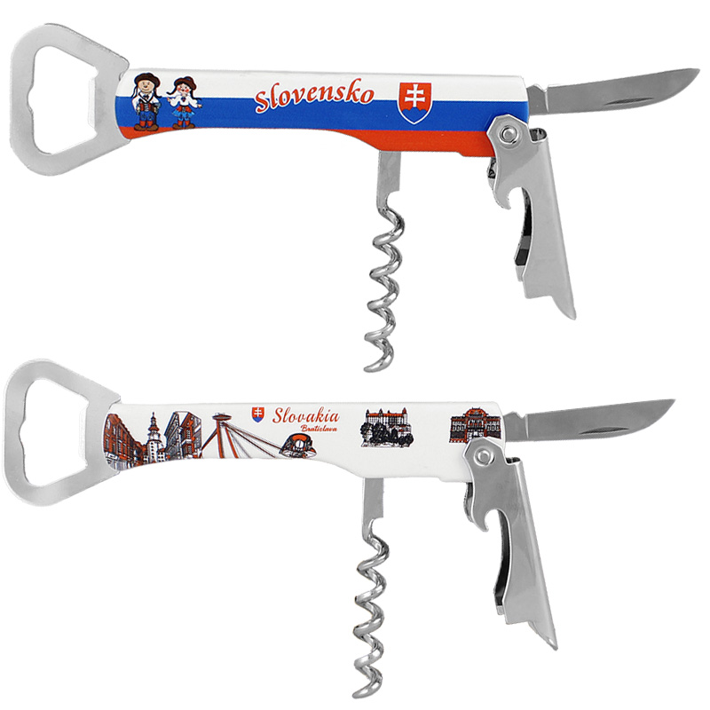 Otvárač na fľaše Slovensko s vývrtkou a nožom