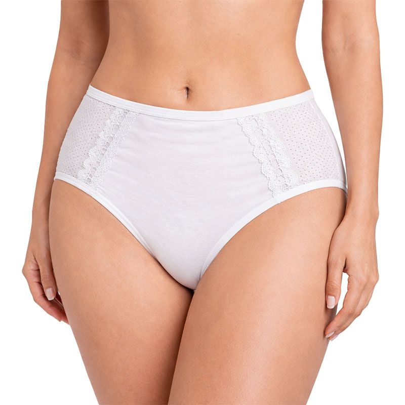 Dámske nohavičky s vysokým pásom biele čipkované HF