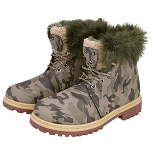 Dámske maskáčové topánky s kožušinou W37