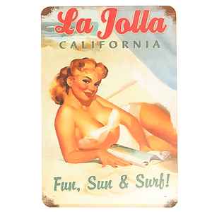 plechová retro tabuľa La Jolla California