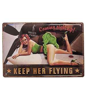 Kovová retro tabuľa Keep Her Flying 40x30cm