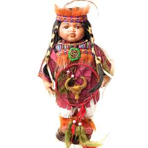 Porcelánová bábika Pocahontas indiánka