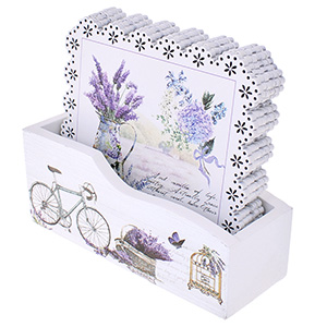 Podložky pod poháre Lavender s čipkou 6ks