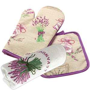 Kuchynská chňapka s podložkou, uterák Lavender SET