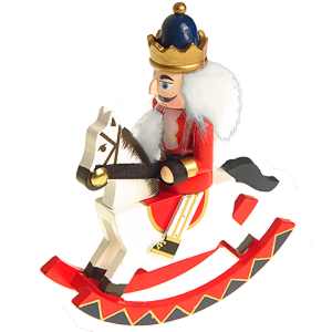 Červený Luskáčik Kráľ na koni výška 15cm 