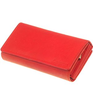 Elegantná Kožená peňaženka, veľká, pre dámy červená Loranzo No.432