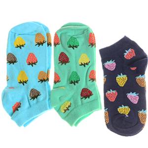 Ponožky Jahody dámske 3páry, veselé farby