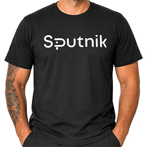 Tričko s potlačou Sputnik čierne, krátke
