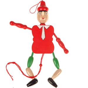 Drevená postavička Pinocchio s kravatou 27cm