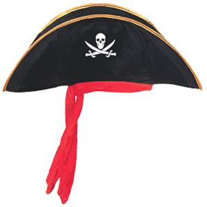 Pirátsky klobúk so stuhou čierny