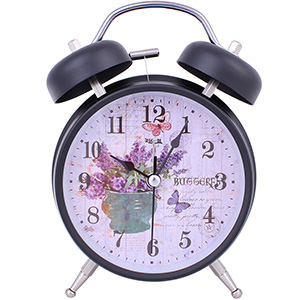 Retro budík Lavender čierny 16cm