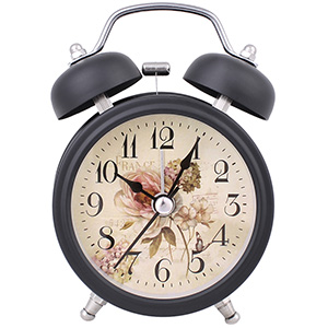 Retro budík Vintage čierny 12cm