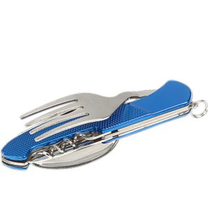 Skladací nožík s príborom, modrý