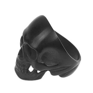 Čierny prsteň z chirurgickej ocele Black Skull