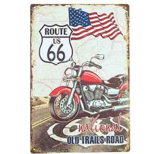 Kovová tabuľa retro Route 66 20 x 30 cm