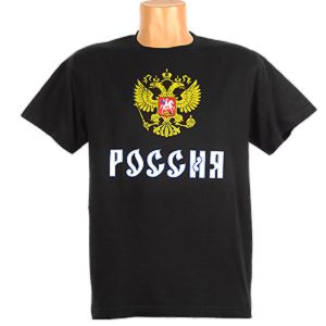 Pánske tričko s potlačou Russia, čierne
