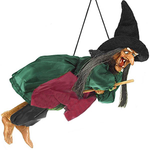 Čarodejnica na metle 30 cm fa. zelená