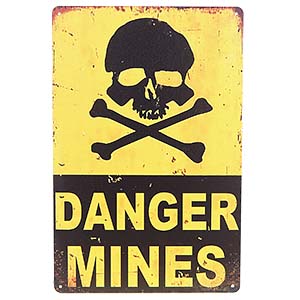 Kovová tabuľa Danger Mines 20x30 cm