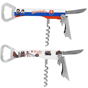 Otvárač na fľaše Slovensko s vývrtkou a nožom