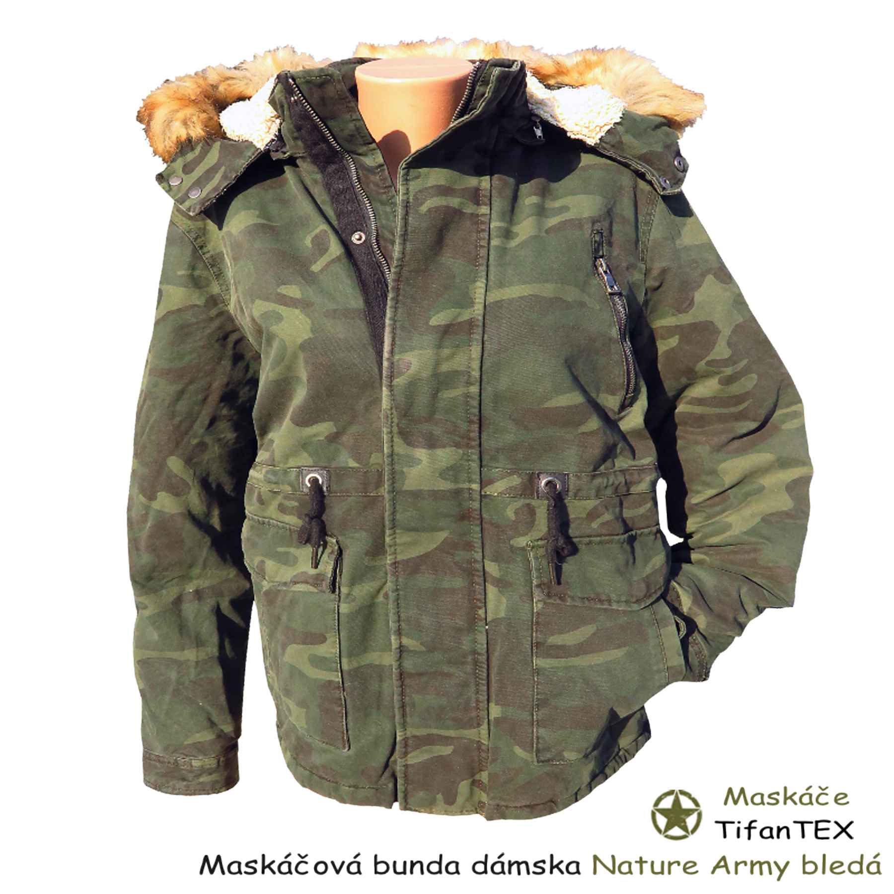 Maskáčová bunda dámska Nature Army bledá